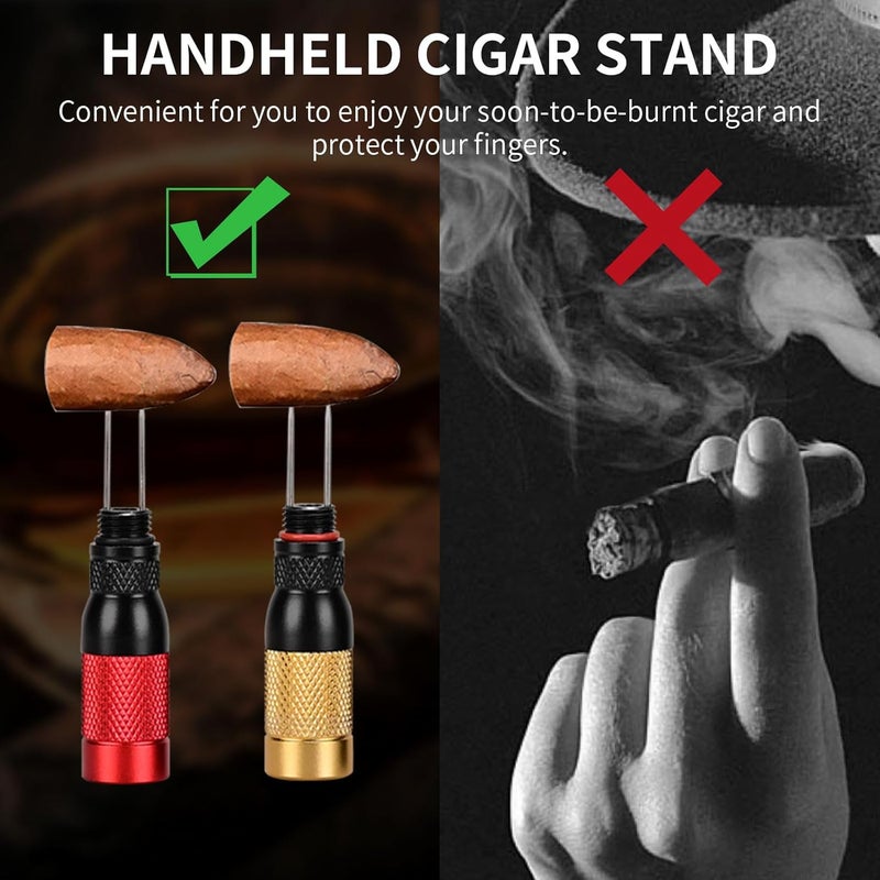 hancigar ثقب السيجار 4 في 1 إبرة سيجار محمولة حزمة هدية (ذهبي + أسود) - Image 5